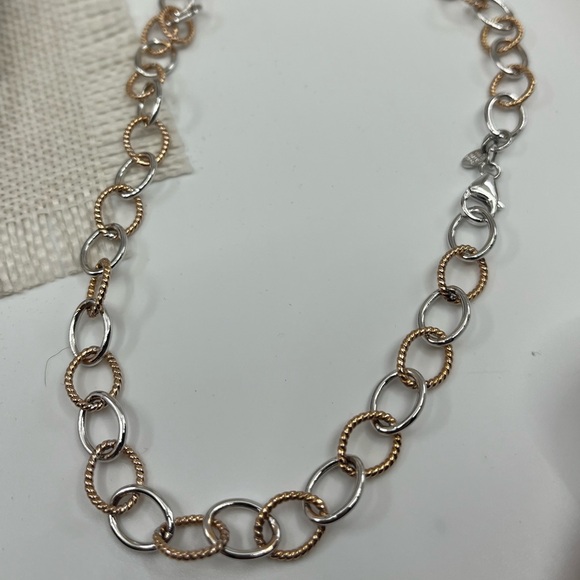 925 Italy Milor Two-Tone Sterling Silver Necklace ~18" - Picture 17 of 17